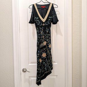 Lapetina & Lomeli Embroidered and Beaded Black Silk Dress, Size M